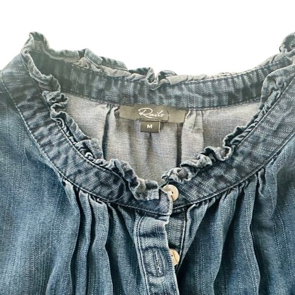 RAILS Shawna Denim Day Dress Dark Vintage Blue Size Medium Cotton Loose Fit - Picture 3 of 8